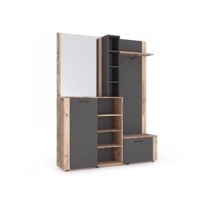 Ensemble de vestiaire "Barry" - 5 éléments - Beige/Gris - H 190 x L 150 cm