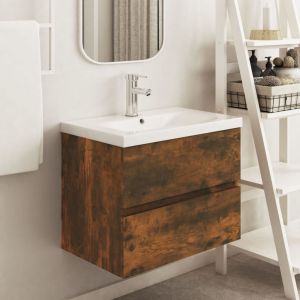 VidaXL Armoire de lavabo Chêne fumé 60x38,5x45 cm Bois d'ingénierie