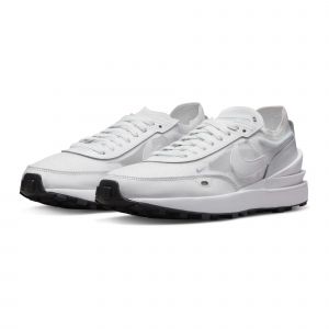 Nike Femme Waffle One Leather Textile White White Black Formateurs 41 EU