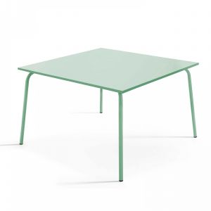 Oviala Table à manger carrée en acier vert sauge 120 cm - Palavas - Vert