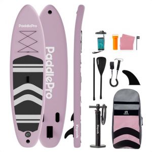 LifeGoods PaddlePro SUP Board - Planche à pagaie gonflable - Ensemble complet - Max. 135KG - 320x81cm - Rose