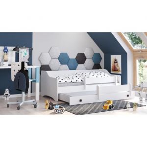 Lit Gigogne Enfants 160x80 + 2 Matelas + 2 Sommiers + Barriere De Securite Neuf