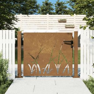 VidaXL Portail de jardin 105x105 cm acier corten conception d'herbe 153227