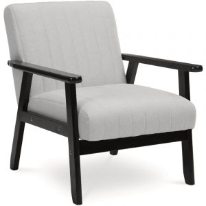 Sicaan - Fauteuil en bois vintage erik tissu gris