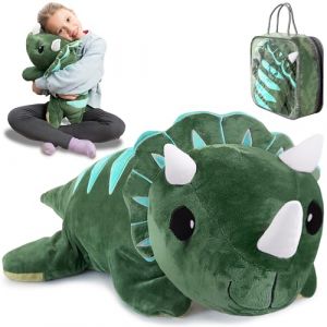 ODOXIA Peluche Lest&eacute;e Anxi&eacute;t&eacute; Dino | 2,3 kg Peluche Dinosaure Lest&eacute;e | Anti Stress pour Enfants et Adultes | avec Sac de Transport Inclus