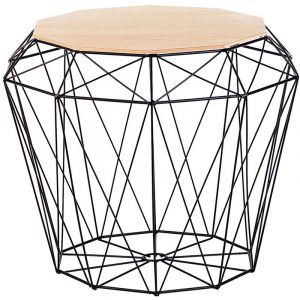 Beliani Table appoint noire et marron clair ELIDA