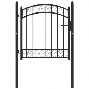VidaXL Portail de clôture avec dessus arqué Acier 100x100 cm Noir