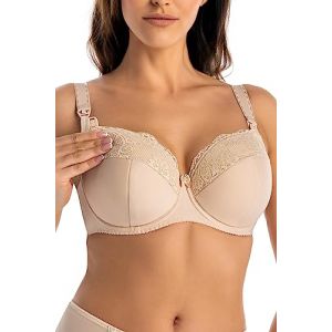Teyli Soutien-Gorge de Maternit&eacute; et d'allaitement &agrave; Armatures Multiway avec Dentelle Beige 110K