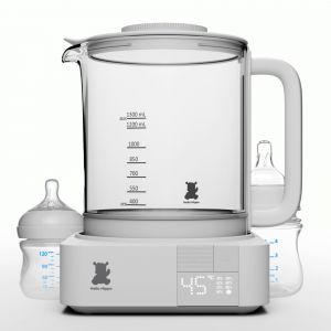 Hello Hippo Bouilloire Chauffe Biberon 1300 Ml En Verre, 800w Basse Consommation - Maintient La Chaleur 24h - Température Réglable 45 À 100°C