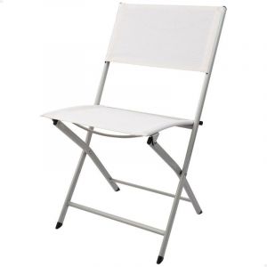 AKTIVE 61109 - Chaise de Jardin Pliante Blanche, Dimensions 46X55X81cm, Tissu Textil&egrave;ne R&eacute;sistant, Poids Max Supporte 110 kg, Chaises Pliantes Blanches, Chaises Pliantes d'Ext&eacute;rieur