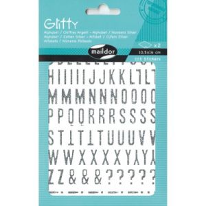 Maildor Stickers Glitty 2 planches Alphabet et chiffres