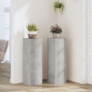 VidaXL Supports Pour Plantes 2 Pcs Gris Béton Bois D'ingénierie