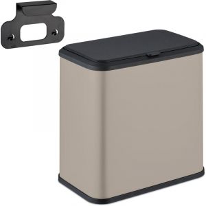 Relaxdays Superbe Poubelle, capacité 5 litres, Plastique et métal, pour la Cuisine ou la Salle de Bain, Beige