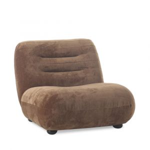 Dutchbone Fauteuil en velours cognac Wyatt
