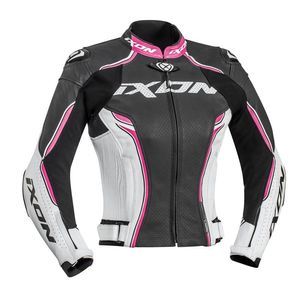 Ixon Blouson cuir femme Vortex Lady noir/blanc/fushia - S