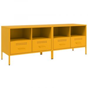 VidaXL Meubles TV 2 pcs, Armoires de T&eacute;l&eacute;vision avec Pieds, Supports T&eacute;l&eacute; avec Rangement Salle de S&eacute;jour, Jaune Moutarde 68x39x50,5 cm Acier