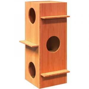VidaXL Maison pour chat cire marron 43x43x90 cm bois de pin massif
