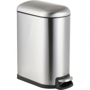 Relaxdays Poubelle de Salle de Bain, 10 litres, à Fermeture Automatique, Seau intérieur Amovible, Poubelle de Salle de Bain, avec Couvercle, argentée
