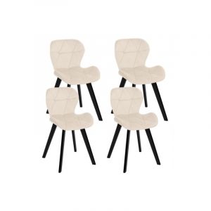Idmarket Lot de 4 chaises ROBINE en velours beige pieds noirs