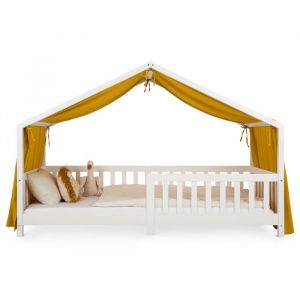 Idimex Rideau de lit enfant en mousseline de coton, jaune