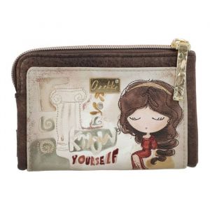 Anekke - Portefeuille compact souple "Muse" - S - 15 x 10 x 3 cm - Marron