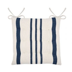 LOVELY CASA Galette de chaise à rayures Bleu Marine 38x38 cm - Bleu Marine