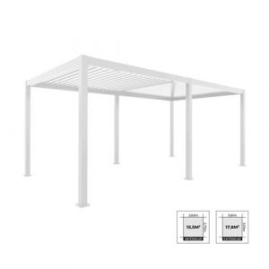 Sweeek | Pergola bioclimatique blanche– Triomphe – 3x6m aluminium à lames orientables