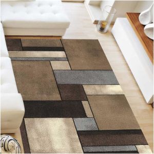 Image de Unamourdetapis UN AMOUR DE TAPIS - BRILLANCE GEO - Tapis Moderne Design à Carreaux - Plusieurs Couleurs et Tailles Disponibles 200x200 carre Beige