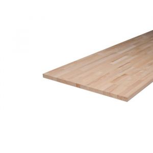 Plan de travail bois massif H&ecirc;tre lamell&eacute; coll&eacute; L.200 X P.65 cm, Ep.36 mm