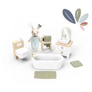 Salle de bain en bois pour maison de poupee