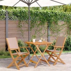 VidaXL Ensemble de bistro 3 pcs taupe tissu et bois massif, ensemble de bistro de jardin, ensemble de balcon, ensemble de 3281882