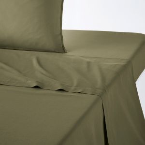 Drap plat uni en coton lavé, Scenario Kaki Taille 150x250 cm;180x290 cm;240x290 cm;270x290 cm