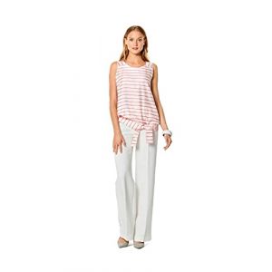 Burda Patron 6201 Top trapèze femme col rond avec ou sans ceinture ruban - du 36 au 46