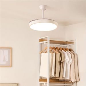 Ventilateur de plafond WIND CLEAR STUDIO silencieux 40W avec pales rétractables et lumière LED