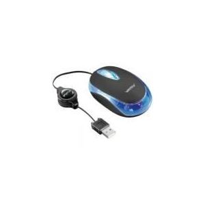 Wintech M-1018 - Mini souris optique USB+PS/2 avec câble rétractable