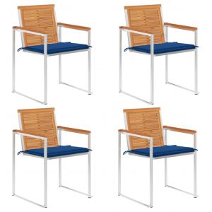 VidaXL Chaises de jardin 4 pcs avec coussins Bois d'acacia massif Bleu royal