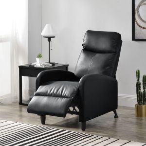 Image de Fauteuil Relaxant Bregenz Inclinable et Repose Pieds Similicuir Noir