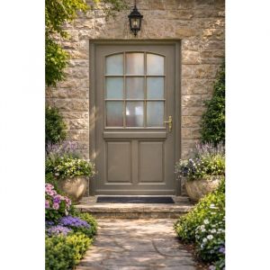 Porte D'entr&eacute;e Bois Vitr&eacute;e, Alban Gris Ral 7039, H,215xl,90 P,gauche Cotes Tableau Gd Menuiseries