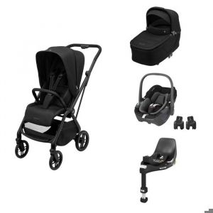 MAXI COSI - POUSSETTE TRIO Leona 2 + Pebble 360 + Nacelle Sense Twillic Black + Base 360