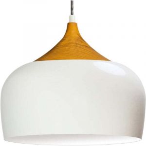 Suspension Industrielle en M&eacute;tal Blanc Peint &agrave; la Main &ndash; Lustre Vintage E27 &Oslash;41 cm pour Salon, Chambre ou Salle &agrave; Manger