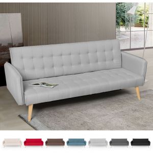 Image de Modus Sofà Canapé lit 3 places clic clac en tissu inclinable design nordique Malibu, Couleur: Gris