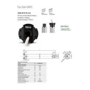 Image de Nice Moteur ERA Zero MVS Ø 45 mm, récepeur int.,fin course électr.,8Nm,15Rpm - EZMVS815.