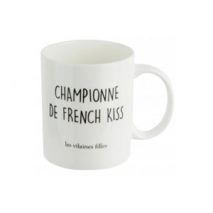 Image de La Chaise Longue Les Vilaines Filles 38-VF-012 Mug Championne de french kiss Blanc Porcelaine D12 x H10 cm