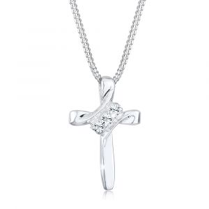 Elli Collier Femme Croix Pendentif Classique avec Cristaux en Argent Sterling 925