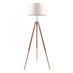 Image de Lampadaire Bois ""Tripod"" 158cm Hêtre & Beige - Paris Prix"