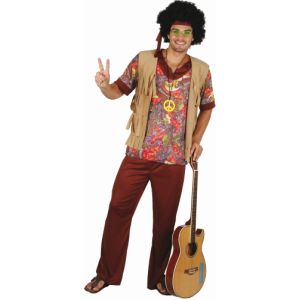 Déguisement hippie motif rouge homme M