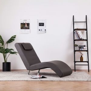 VidaXL Chaise Longue avec Oreiller Similicuir Gris
