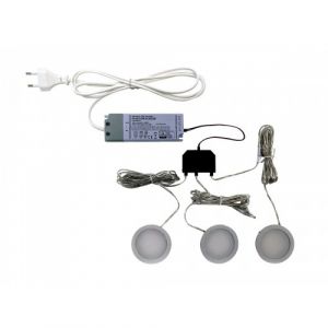 L Et S - Kit 3 spots led Nube 58 2,5 w 4000K 12 v alu + alimentation