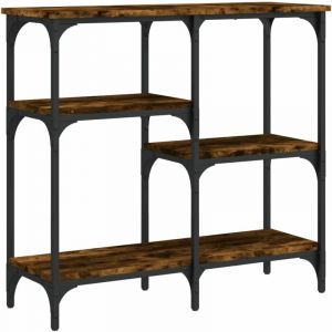 VidaXL Table Console, Table d'Appoint avec Pieds, Bout de Canapé avec Rangement, Meuble d'Entrée Salon, Industriel, Chêne Fumé Bois d'Ingénierie