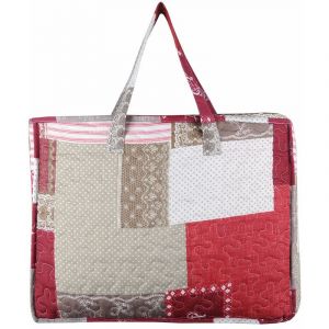 LOVELY CASA Boutis 220x240 avec 2 taies et sac Arkansas rouge Rouge